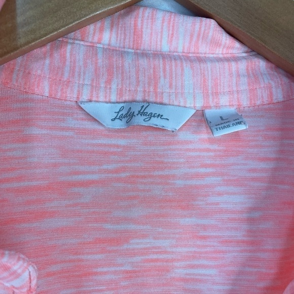 Lady hagen neon pink and heathered collared shirt. Size large. - Picture 3 of 4